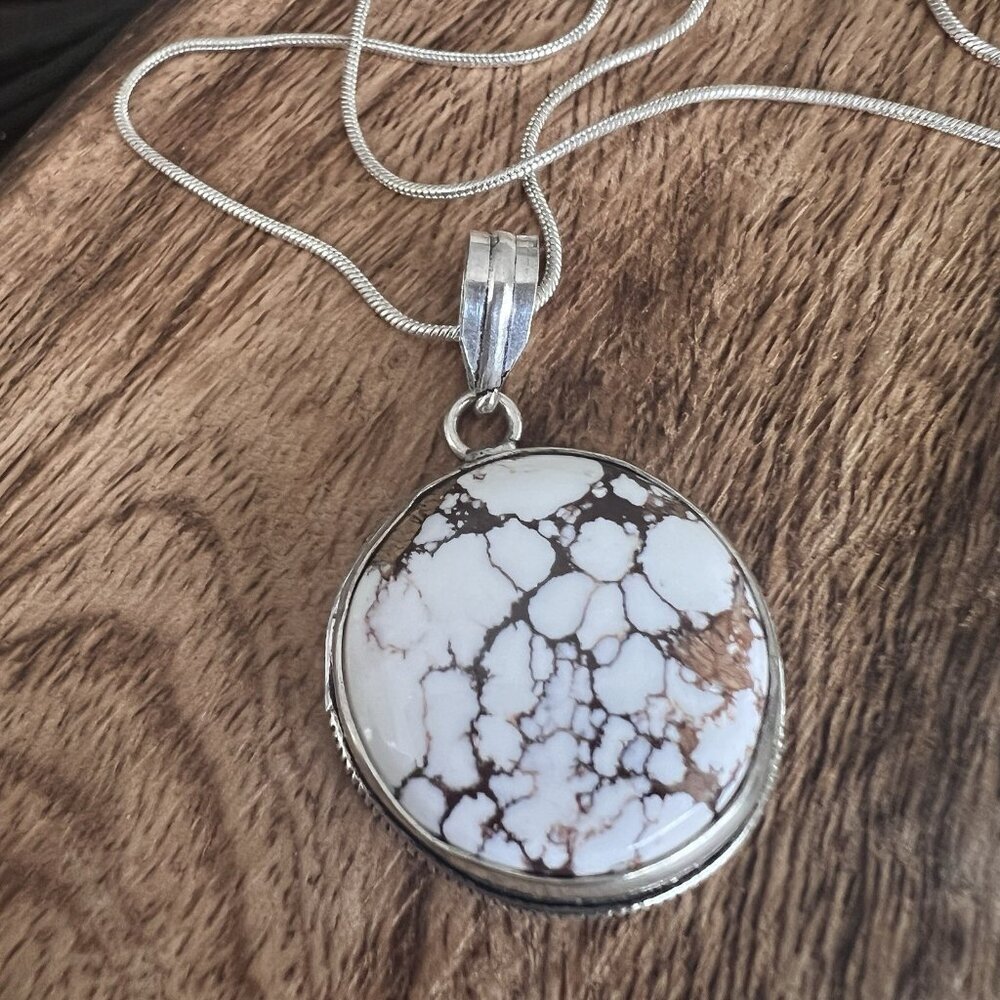Wild Horse Turquoise 925 Sterling Silver Necklace Native American Jewelry